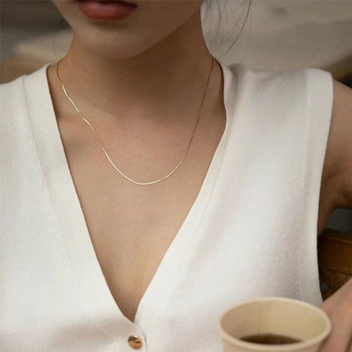 Herringbone Pattern Necklace - Thin