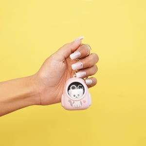 Animal Backpack Hanging Pendant Light Glowing Key Ring - Pink Cat