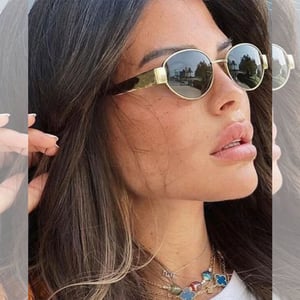 Women Oval Shape Metal Frame Sunglass