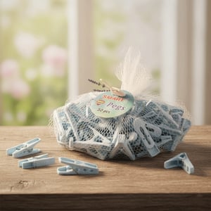 Plastic Clothes Pegs 50pcs - Sky Blue