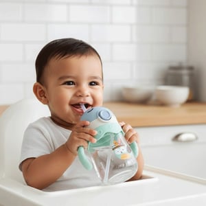 Premium Kids Water Bottle Handle & Straw 350ml - Owl