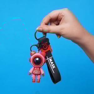 Space Astronaut Keyring With Silicone Holder - Red