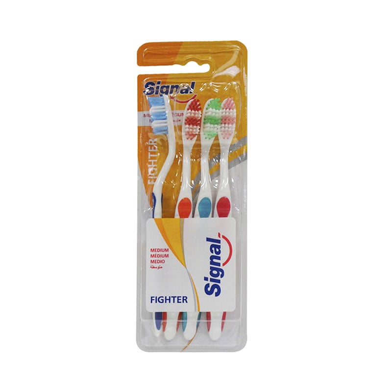 Signal Fighter Medium Toothbrushes 4 Pieces