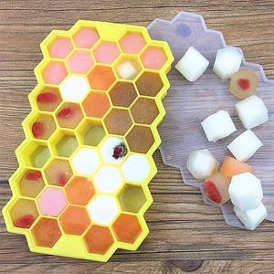 Honeycomb Pattern Ice Cube Trays With Cover - Yellow