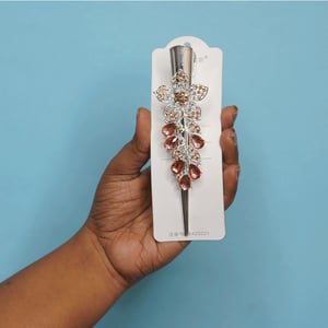 Flower Shape Rhinestone Hair Clip - Bronze