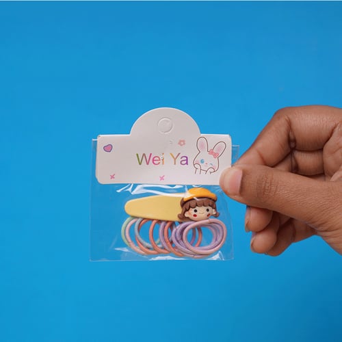 Girls Mini Hair Clip & Band Set - Yellow