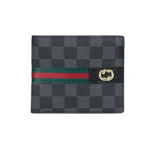 Check Printed Men’s Wallet - Black