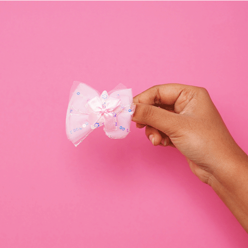 Baby Star With Bow Tie Hair Clip 1pc - Baby Pink