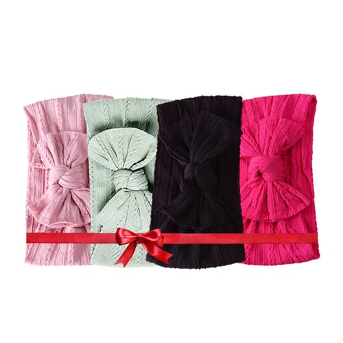 Wide Edge Bow Childrens Hairband 4pc Set - A1