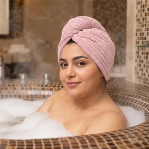 Ultra Soft Hair Wrap & Fleece Bath Towel - Baby Pink