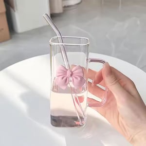 Square Shape Pookie Mug With Straw & Lid - Pink