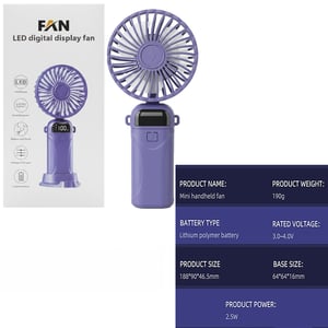 Led Digital Display Fan With Stand And Neck Strap - A18 •