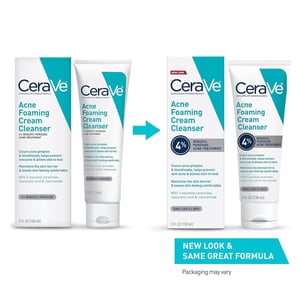 CeraVe Acne Foaming Cream Cleanser 4% Benzoyl Peroxide 150ml .