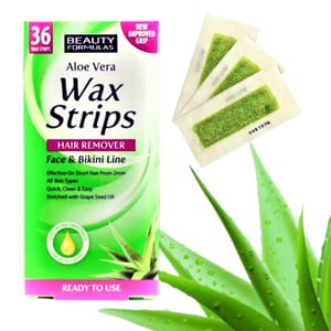 Beauty Formulas Aloe Vera Wax Strips Hair Remover 36's •