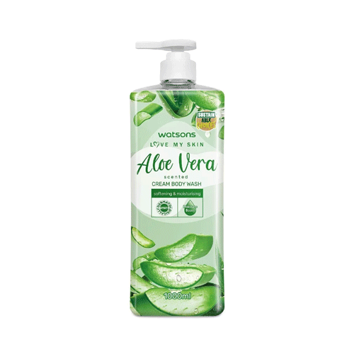 Watsons Love My Skin Aloe Vera Scented Cream Body Wash 1000ml •