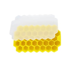 Honeycomb Pattern Ice Cube Trays With Cover - Yellow