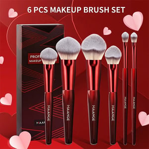 Maange Professional Makeup Brush 6pcs Set Box - Red