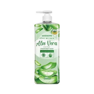 Watsons Love My Skin Aloe Vera Scented Cream Body Wash 1000ml •