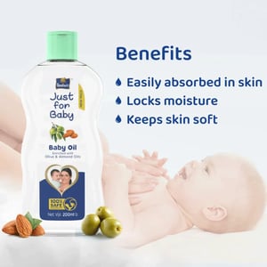 Parachute Baby Oil Enriched with Olive & Almond Oil 200ml (Free Parachute Baby Wash for Body and Hair 100ml)