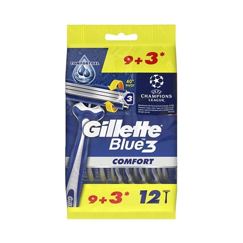 Gillette Blue3 Comfort Disposable 9+3 Razor - 12pcs (0608)