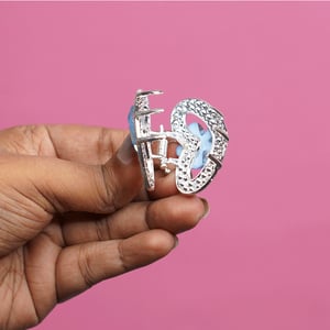 Heart Shape Rhinestone Hair Clip - Sky Blue