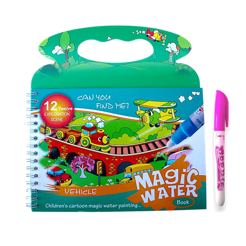 Children Cartoon Magic Water Painting Book 15 Exploration Scene - Vehicle
