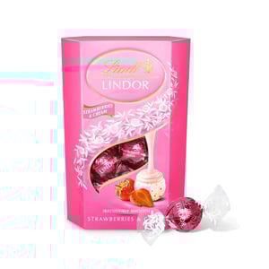 Lindt LINDOR Strawberry And Cream Truffles 200g •