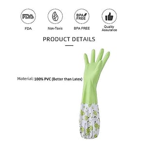 Disposable Rubber Hand Gloves With Floral Print - Bright Green
