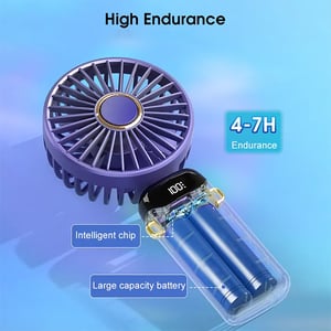 Led Digital Display Fan With Stand And Neck Strap - A18 •