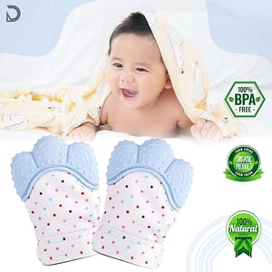 Silicone Teether Mitten Glove - Baby Blue