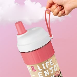 Tedemei Baby Water Bottle With Straw 600ml - Pink