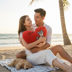 Red Heart Shape Soft Pillow - Mini Hearts