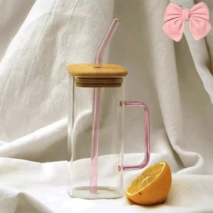 Square Shape Pookie Mug With Straw - Pink