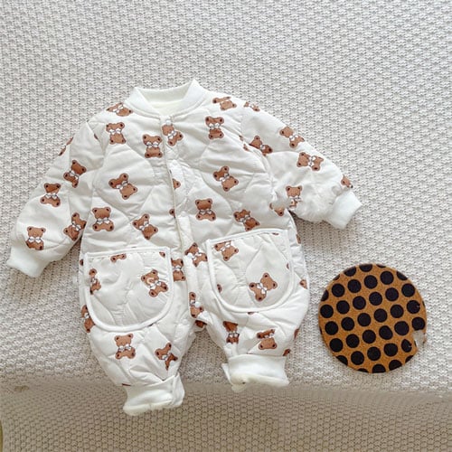 Baby Fashionable Printed Bear Jumpsuit - Size 90