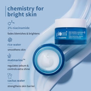Plum 2% Niacinamide And Rice Water Clear Moisture Gel Cream 50g •