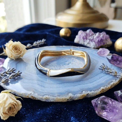 Enamel Hinged Bamboo Design Bangle Bracelet