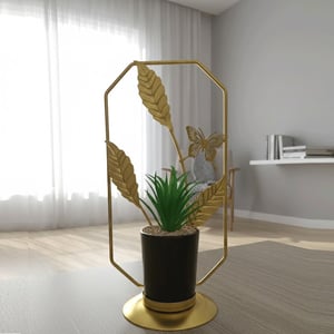 Golden Leaf And Butterfly Succulent Plant Frame Pot