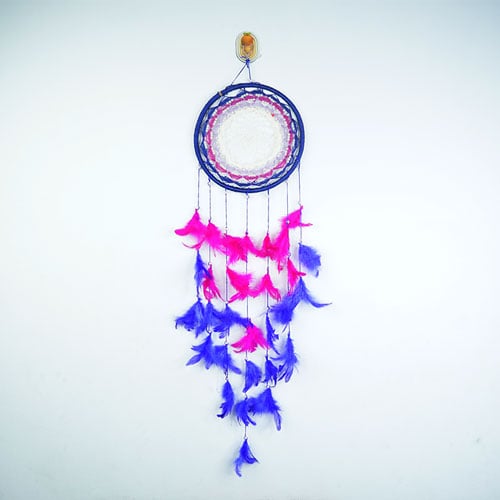Dream Catcher With Feather & Pearl - Purple & Pink