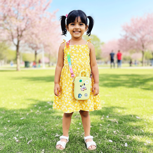 Cute Silicone Character Bags with Adjustable Straps - Yellow