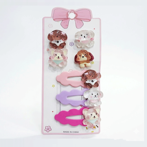 Children Hair Clips And Band Set - Puppy