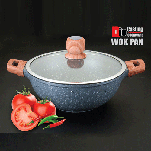 Die Casting Wok Pan With Lid - 24cm •