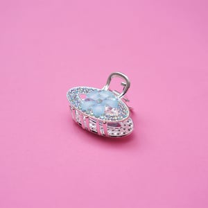 Oval Shape Rhinestone Hair Clip - Sky Blue