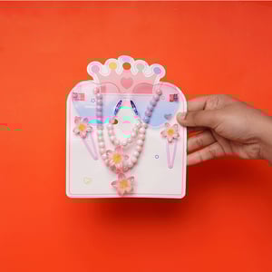 Colorful Heart Shaped Baby Sunglass with Pearl Necklace & 1Pair Hairclip - Pink Blue