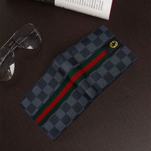 Check Printed Men’s Wallet - Black