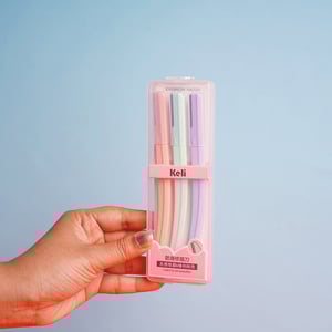 Keli Eyebrow Razor 3pcs (TM1208) - Peach Pink Light Teal Purple