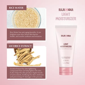 Skin Cafe Lightweight And Non-Greasy Sunscreen 60g - SPF 50 PA+++ With Rajkonna Light Moisturizer With Rice Water And Licorice Extract 50ml Combo