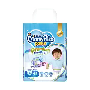 Mamy Poko Pants Premium Extra Dry Size - L (9-14kg) 52pcs (Boys)•