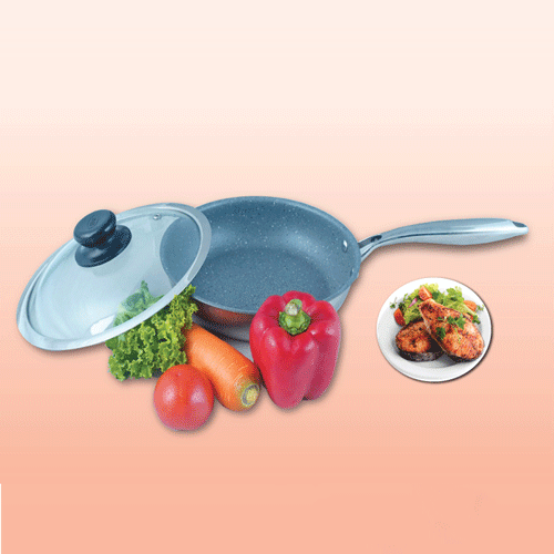Non Stick Frying Pan With Glass Lid - 22cm •