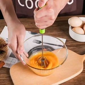 Semi Auto Stainless Steel Whisk - Bright Green