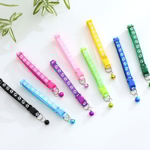 Footprint Patches Cross-Border Pet Neck Collar With Rattle - Red